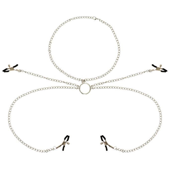 OHMAMA FETISH 4 PINCES À TÉTONS AVEC COLLIER CHAÎNE