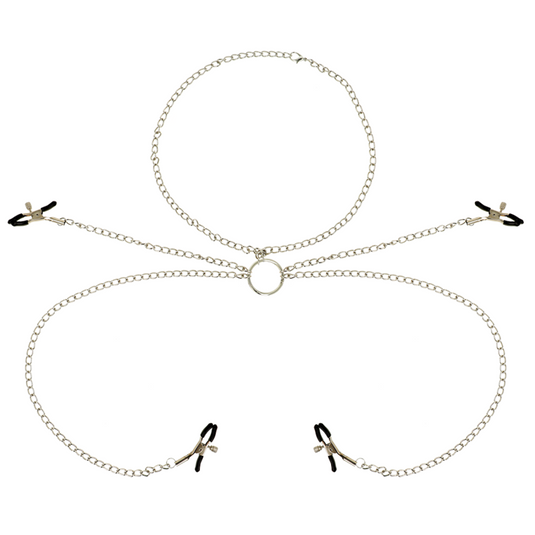 OHMAMA FETISH 4 PINCES À TÉTONS AVEC COLLIER CHAÎNE