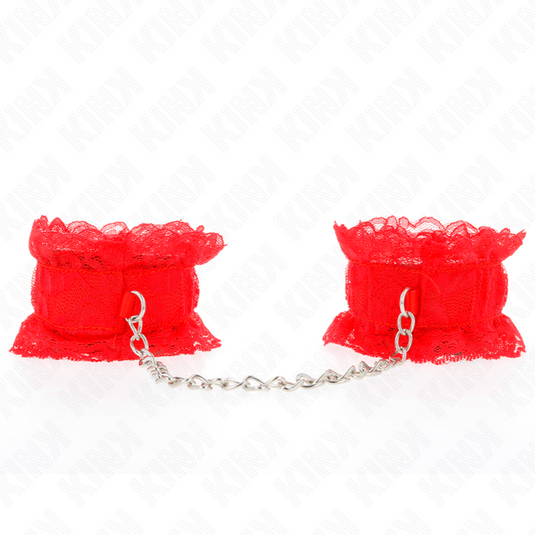 KINK - ATTENTES-POIGNETS ÉLASTIQUES EN DENTELLE ROUGE